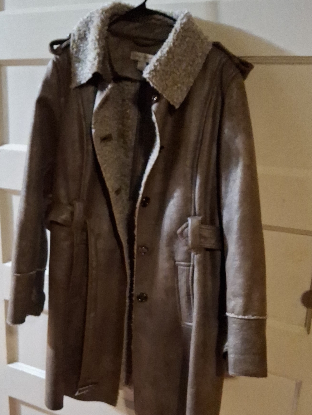 Christopher & Banks Men's Tan Shearling Trench Coat